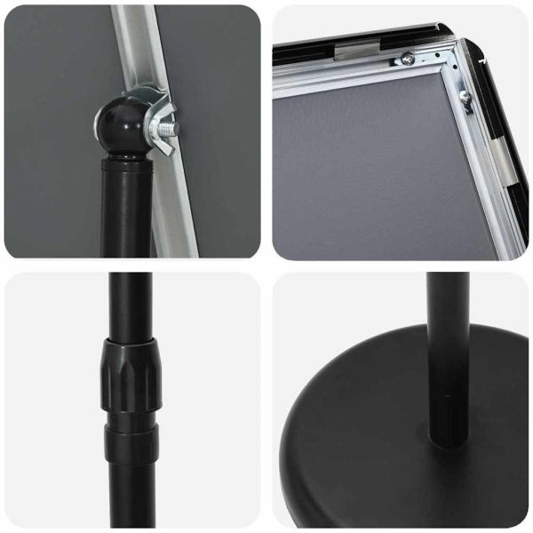 Стендове за търговски прояви Черно 25 x 25 x 125 см Алуминий