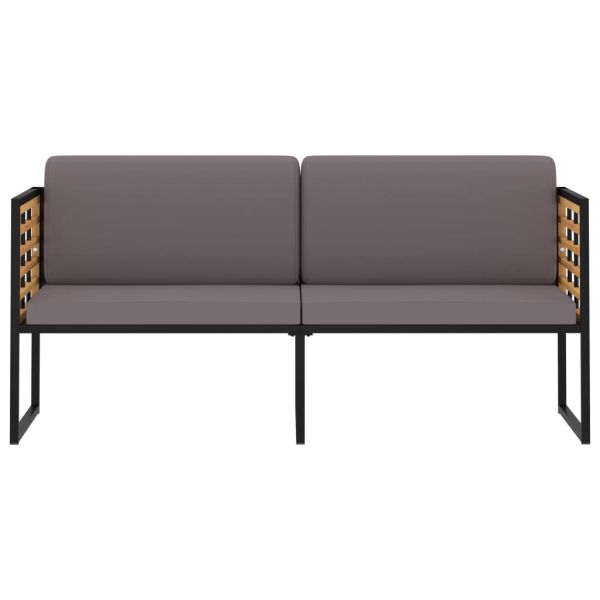 Градинска пейка с възглавници, 136 см, акация масив, тъмносива