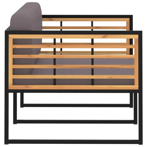 Градинска пейка с възглавници, 136 см, акация масив, тъмносива