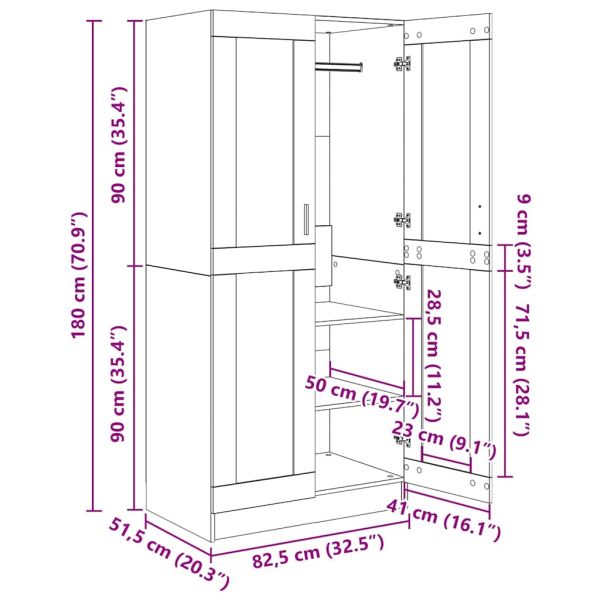 Гардероб, бял, 82,5x51,5x180 см, инженерно дърво