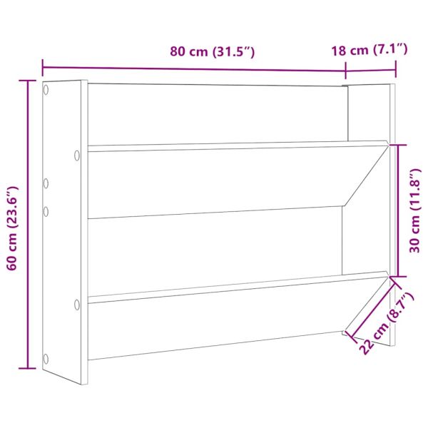 Стенен шкаф за обувки, бетонно сиво, 80x18x60см инженерно дърво