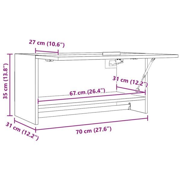Гардероб, бял гланц, 70x32,5x35 см, инженерно дърво