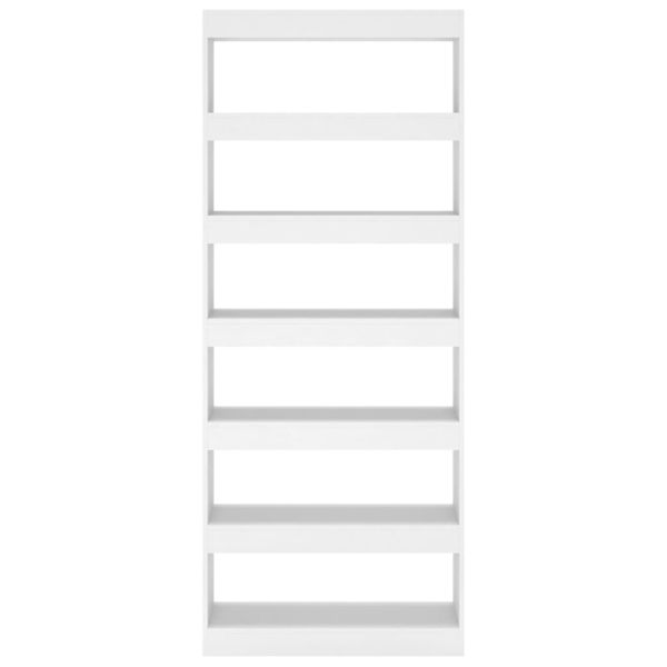 Библиотека/разделител за стая бяла 80x30x198 см инженерно дърво