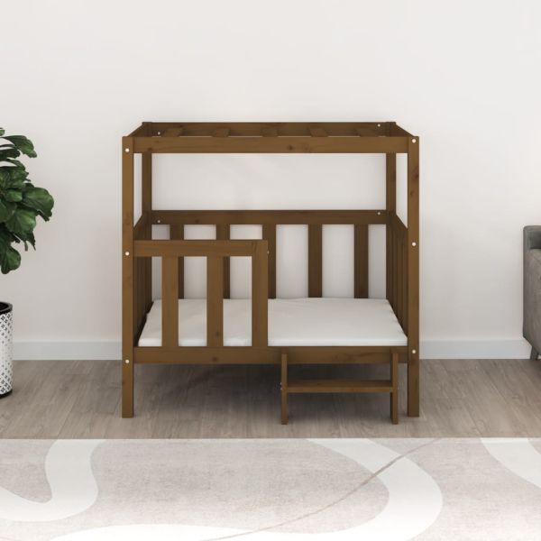 Кучешко легло, меденокафяво, 105,5 x 83,5 x 100 см, бор масив