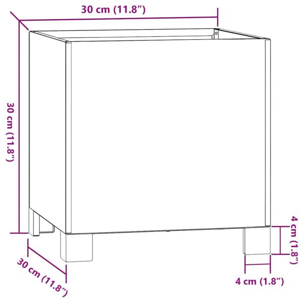 Кашпа с крака, ръждиво, 30x30x30 см, кортенова стомана