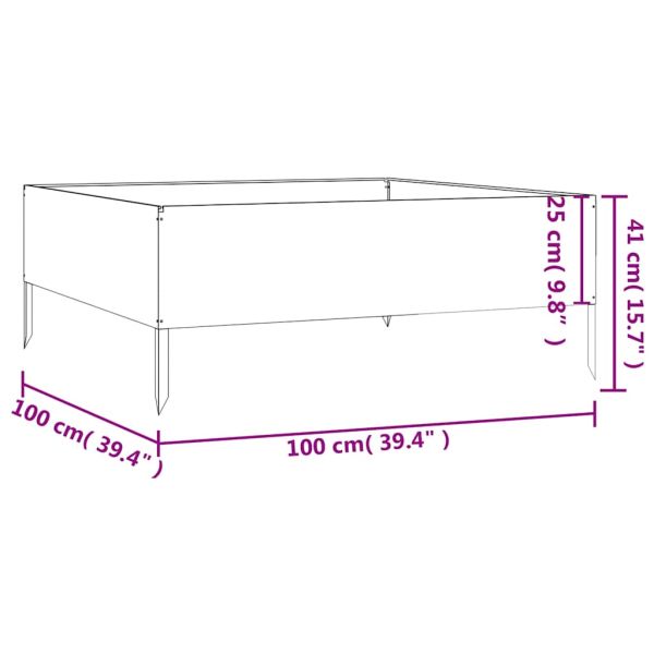 Градинска повдигната леха 100x100x41 см кортенова стомана