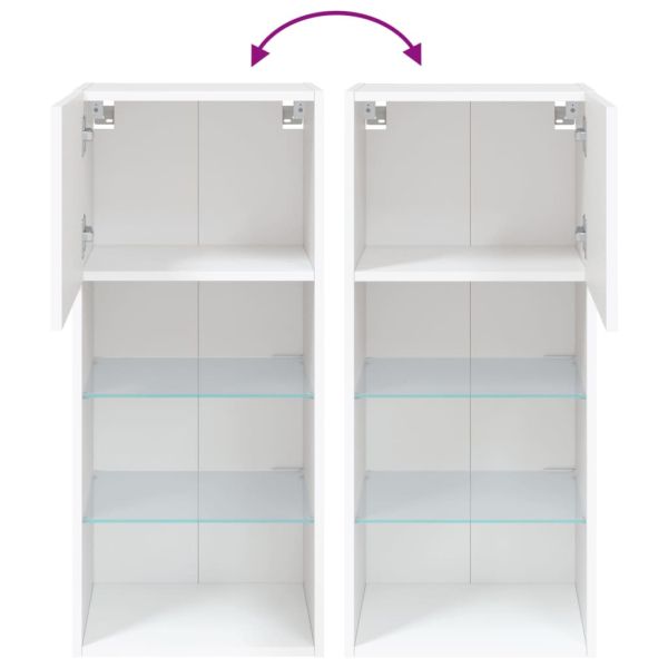 ТВ шкафове с LED осветление 2 бр бели 40,5x30x90 см