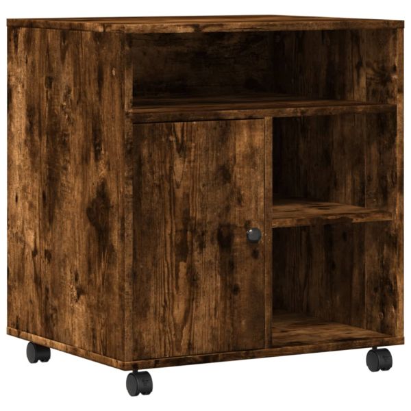 Стойка за принтер с колелца, опушен дъб, 60x50x67 см