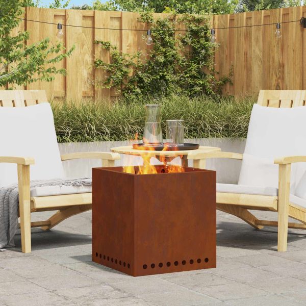 Бездимна камина Кафяво 48 x 48 x 50 см Патинираща стомана