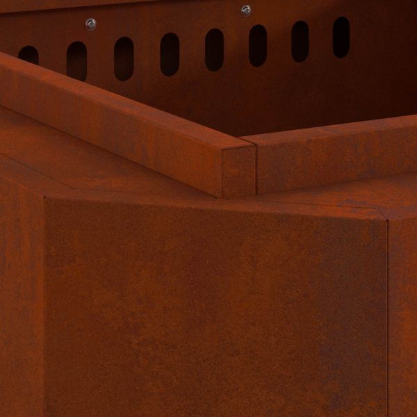 Бездимна камина Кафяво 48 x 48 x 51 см Патинираща стомана