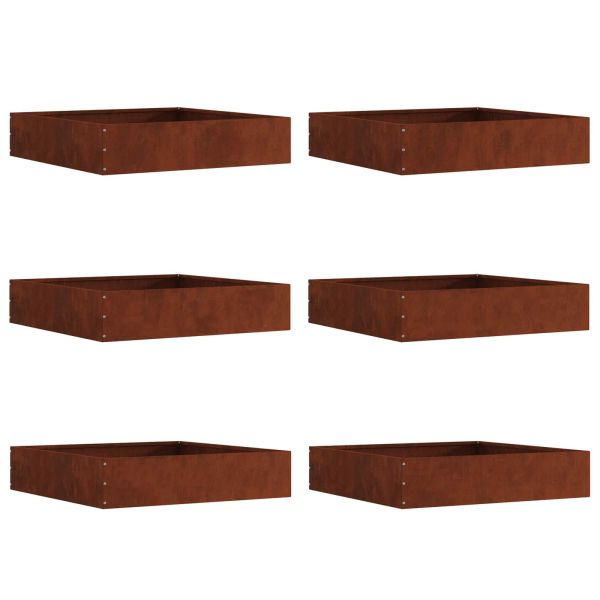 Ограда за трева 6 pcs Ръждясало 60 x 60 x 13 см