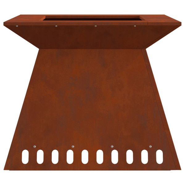 Огнище Кафяво 60 x 60 x 50 см Патинираща стомана