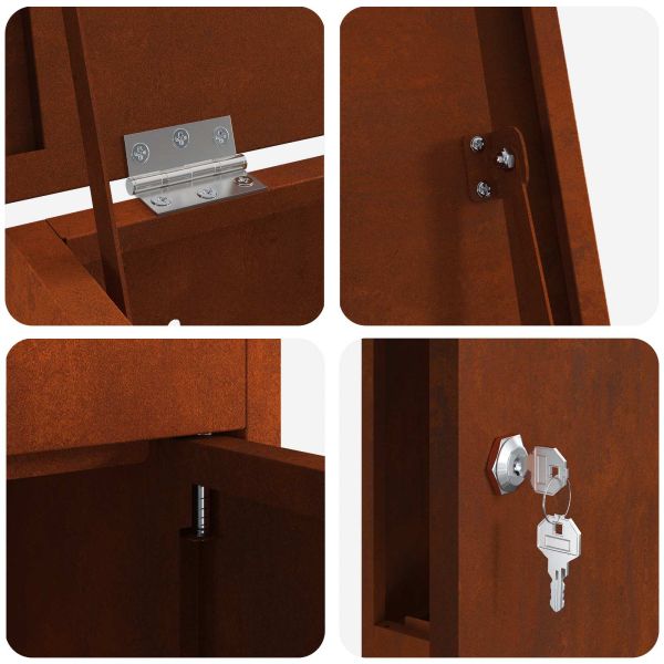 Пощенска кутия за пратки с врата Ръждясало 44,5 x 29 x 110,5 см