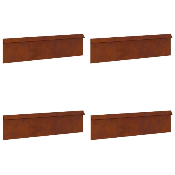 Оградка за охлюви 4 pcs Ръждясало 100 x 3,5 x 25 см
