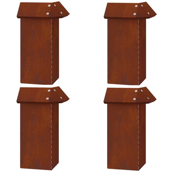 Оградка за охлюви 4 pcs Ръждясало 13,5 x 13,5 x 25 см