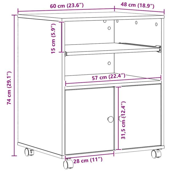 Стойка за принтер Дъб 60 x 48 x 74 см Инженерно дърво