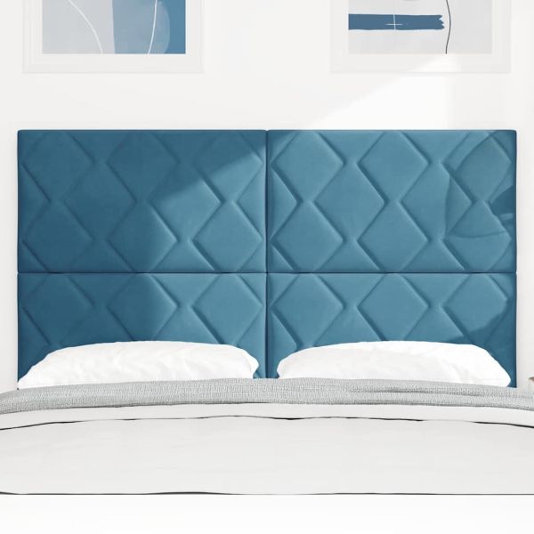 Облегалка за глава с таблото Тъмносиньо 160 cm Кадифе