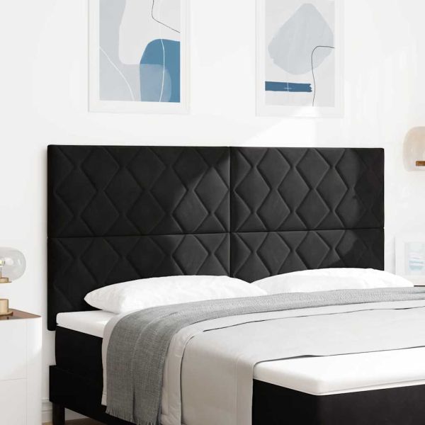 Облегалка за глава с таблото Черно 180 cm Кадифе