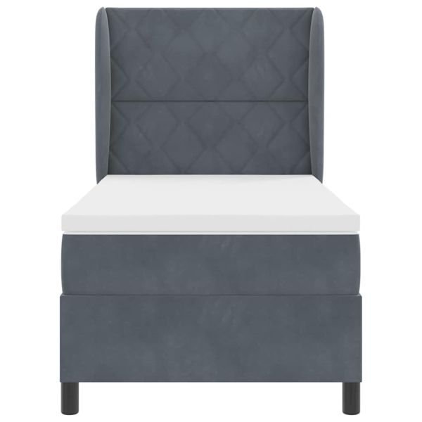 Легло с пружинирана основа Тъмен сив 200 x 90 см Полиестер