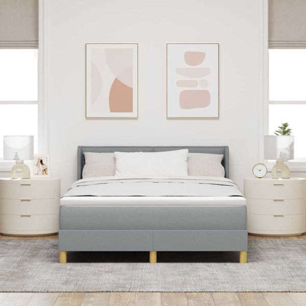 Легло с пружинирана основа Светлосиво 200 x 140 cm Полиестер