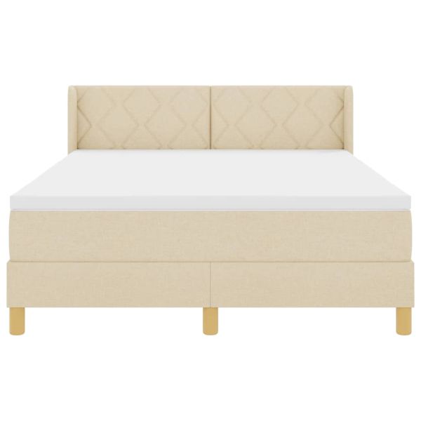 Легло с пружини с матрак с таблото Крем 160 x 200 cm текстил