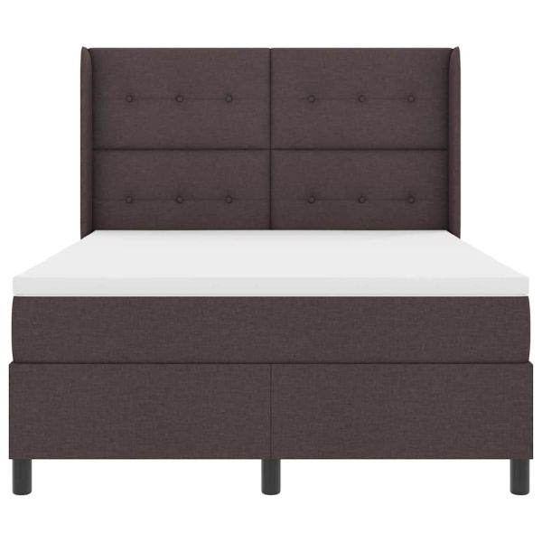 Легло с пружинирана основа Тъмнокафяв 140 x 200 cm текстил