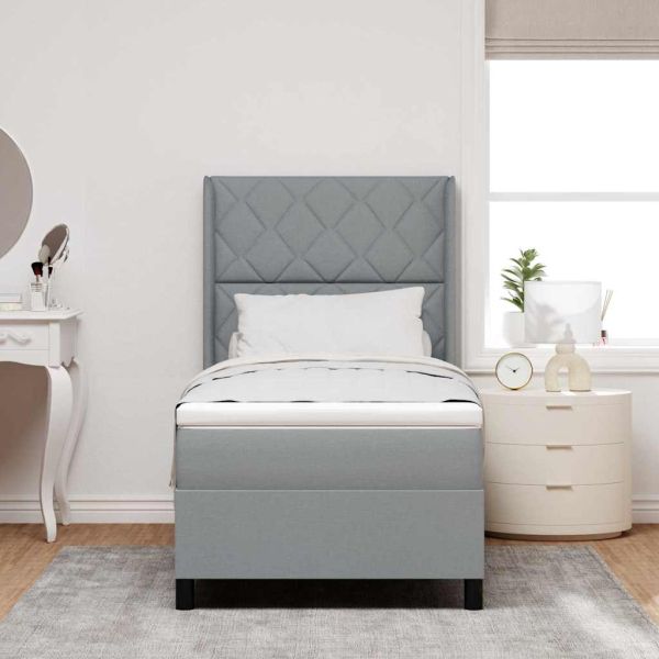 Легло с пружинирана основа Светлосиво 100 x 200 cm текстил