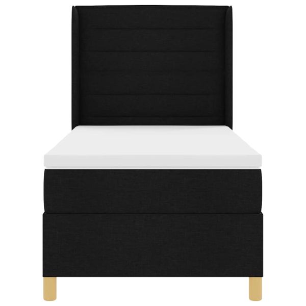 Легло с пружинирана основа с матрак Черно 90 x 200 cm текстил