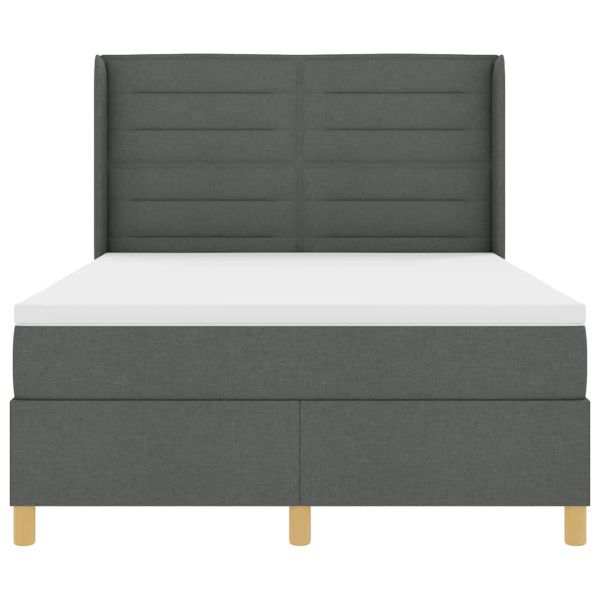 Легло с пружинирана основа Тъмен сив 140 x 190 cm текстил