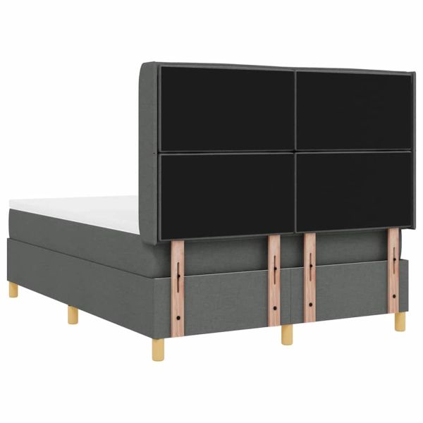 Легло с пружинирана основа Тъмен сив 140 x 190 cm текстил