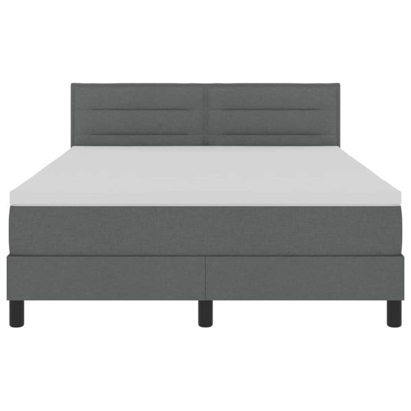 Легло с пружинирана основа с LED Тъмносив 140 x 190 cm текстил