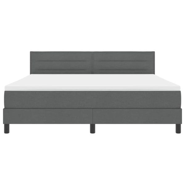 Легло с пружинирана основа с LED Тъмносив 180 x 200 cm текстил