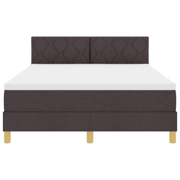 LED кутия за пружини с легло Тъмен кафяв 160 x 200 cm текстил