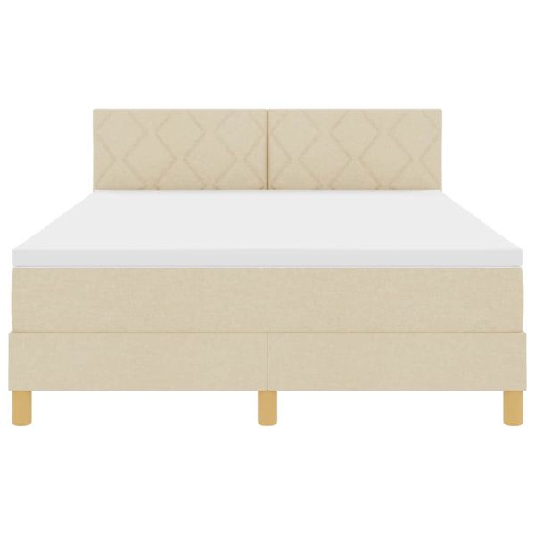 LED кутия за пружини с легло с матрак Крем 160 x 200 cm текстил