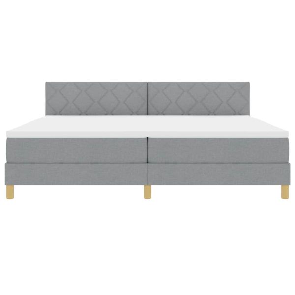 LED кутия за пружини с легло Светлосиво 200 x 200 cm текстил