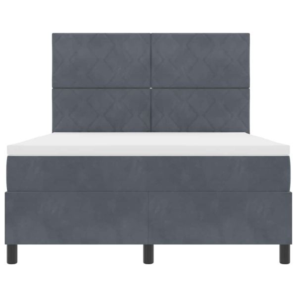 LED кутия за пружини с легло Тъмен сив 140 x 200 cm текстил