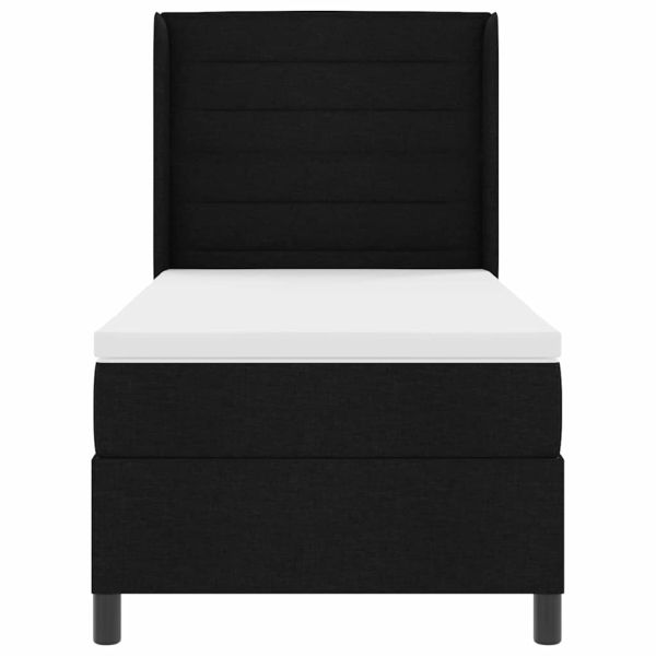 LED кутия за пружини с легло с матрак Черно 80 x 200 cm текстил