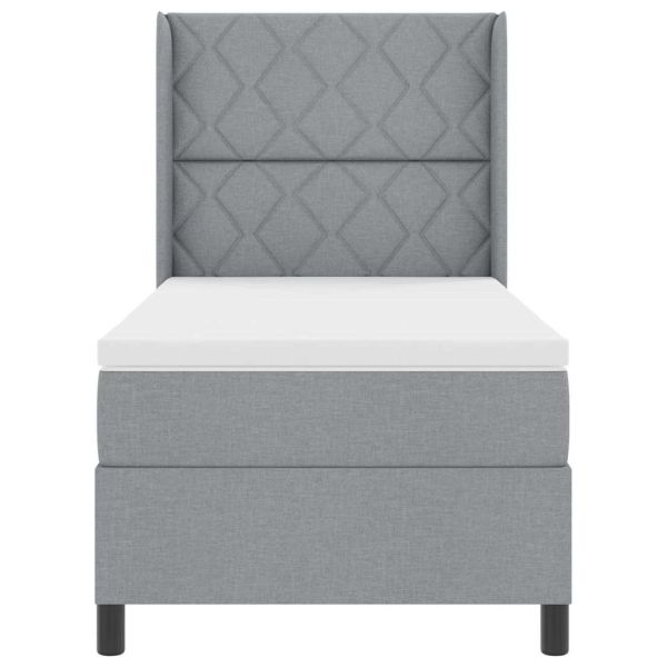 LED кутия за пружини с легло Светлосиво 100 x 200 cm текстил