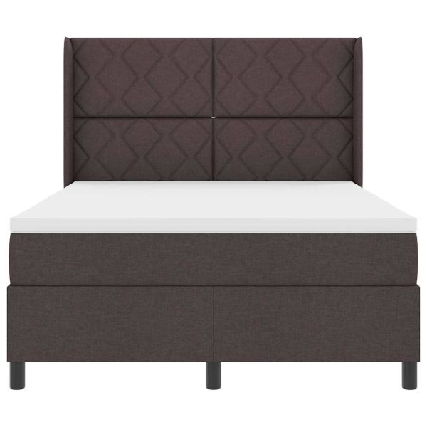 LED кутия за пружини с легло Тъмен кафяв 160 x 200 cm текстил