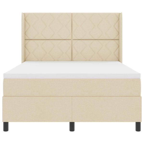 LED кутия за пружини с легло с матрак Крем 160 x 200 cm текстил