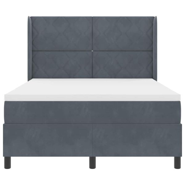 Легло с пружинирана основа с LED Тъмен сив 140 x 200 cm Кадифе