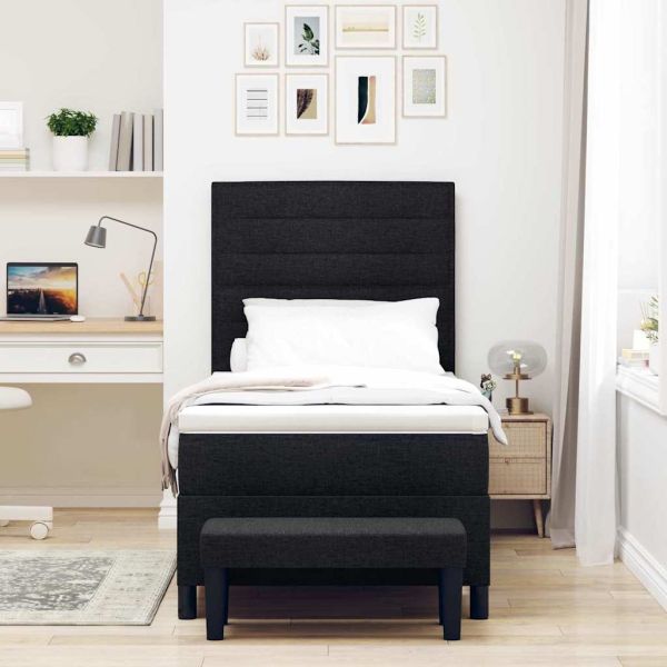 Легло с пружинирана основа с матрак Черно 90 x 200 cm текстил