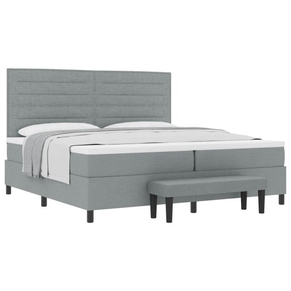 Легло с пружинирана основа Светлосиво 200 x 200 cm текстил