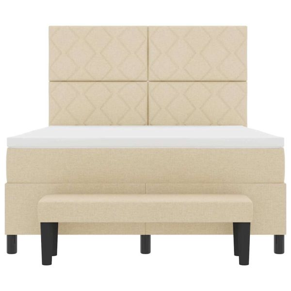 Легло с пружинирана основа с матрак Крем 160 x 200 cm текстил