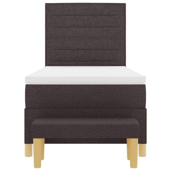 Легло с пружинирана основа Тъмен кафяв 90 x 200 cm текстил