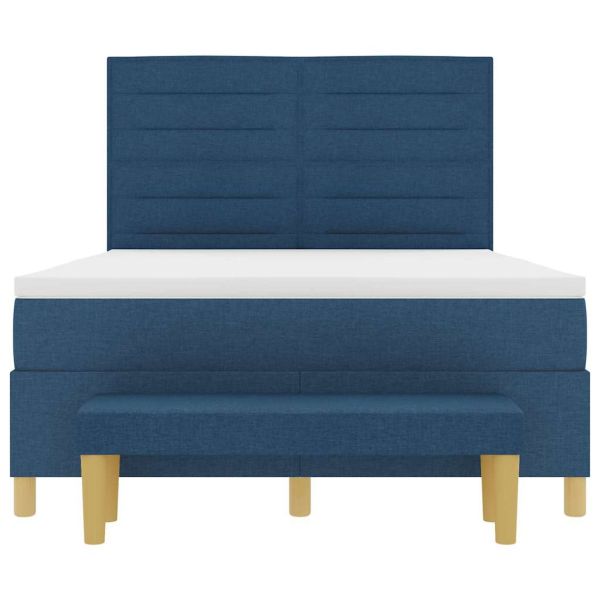 Легло с пружинирана основа с матрак Синьо 140 x 190 cm текстил