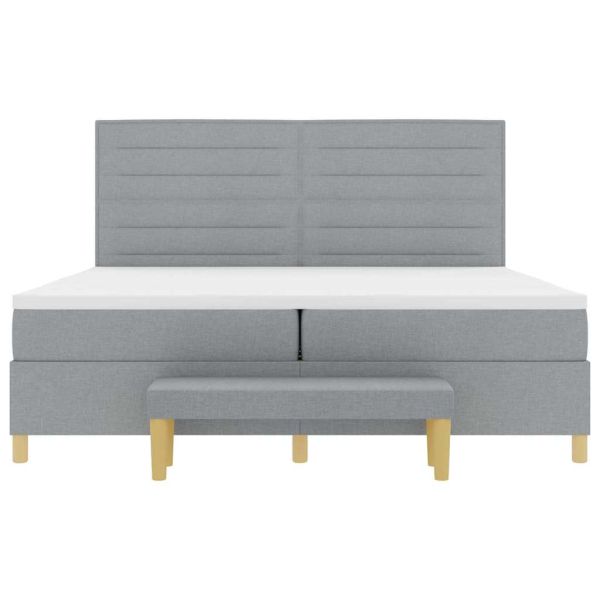 Легло с пружинирана основа Светлосиво 200 x 200 cm текстил