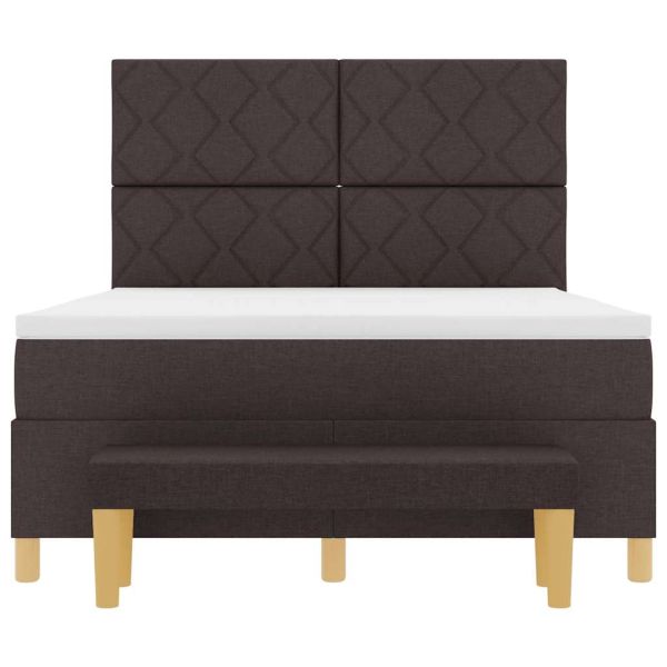 Легло с пружинирана основа Тъмнокафяв 160 x 200 cm текстил