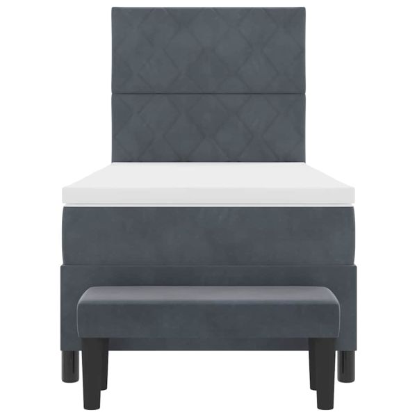 Легло с пружинирана основа с матрак Тъмносив 90 x 200 cm Кадифе