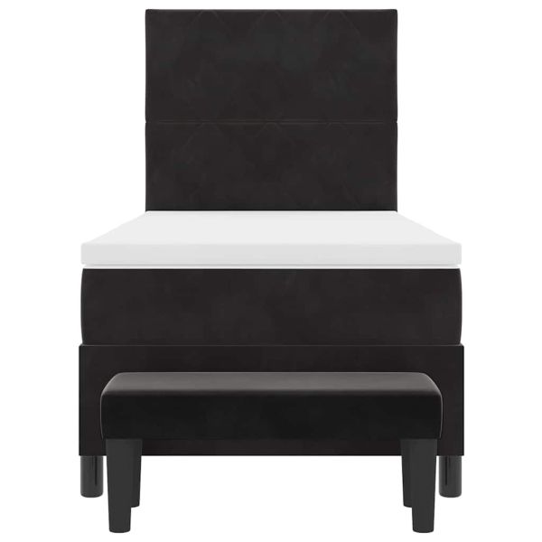 Легло с пружинирана основа с матрак Черно 90 x 200 cm Кадифе